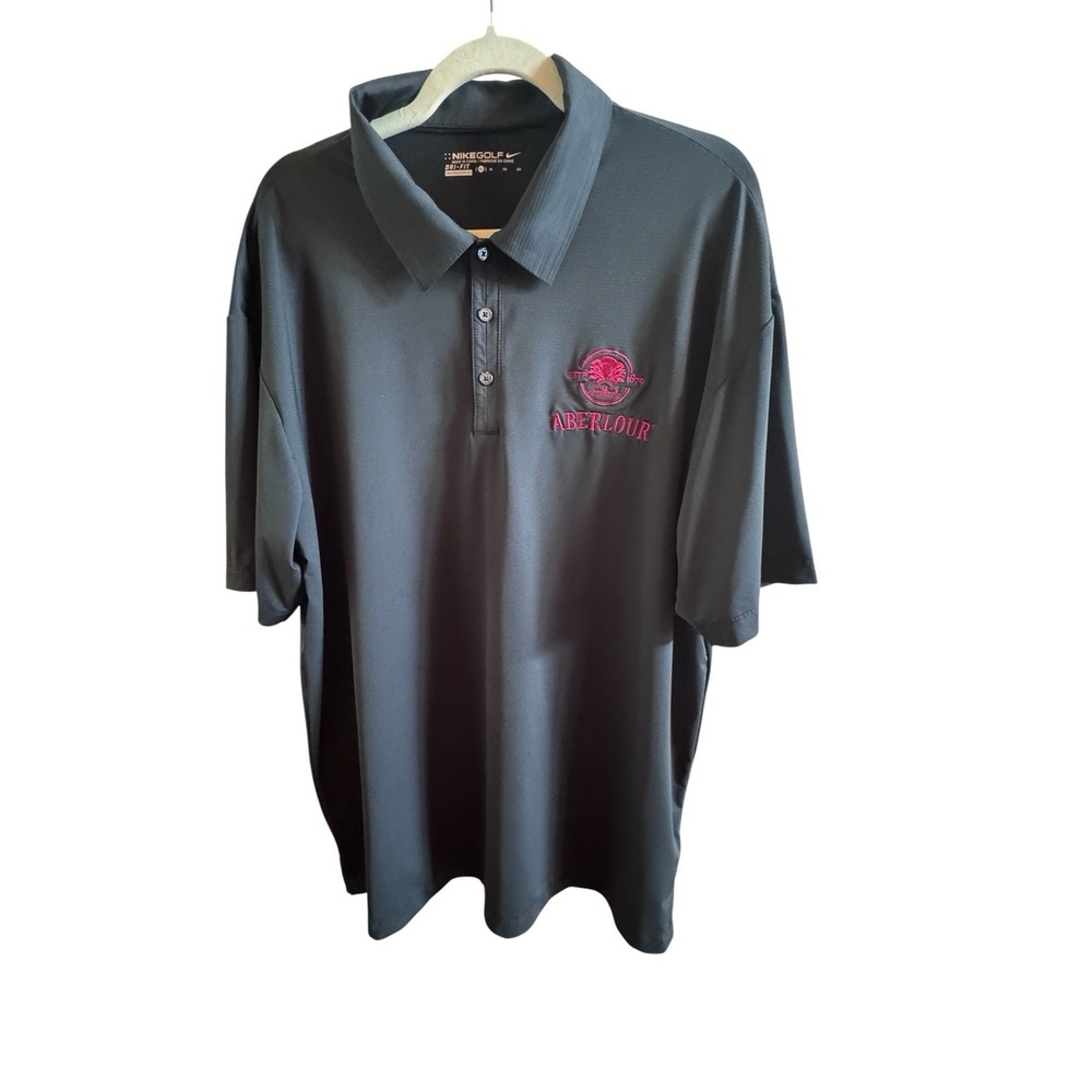 Nike Golf Black Polo Shirt Size XL Red Logo Of Aberlour Scottish Distillery